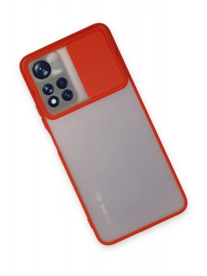 Newface Xiaomi Redmi Note 11 Pro Plus 5G Kılıf Palm Buzlu Kamera Sürgülü Silikon - Kırmızı