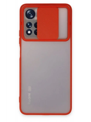 Newface Xiaomi Redmi Note 11 Pro Plus 5G Kılıf Palm Buzlu Kamera Sürgülü Silikon - Kırmızı