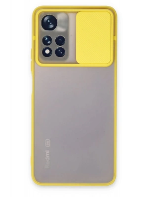 Newface Xiaomi Redmi Note 11 Pro Plus 5G Kılıf Palm Buzlu Kamera Sürgülü Silikon - Sarı