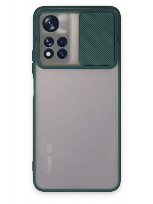 Newface Xiaomi Redmi Note 11 Pro Plus 5G Kılıf Palm Buzlu Kamera Sürgülü Silikon - Yeşil