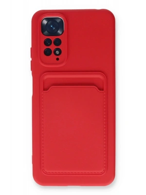 Newface Xiaomi Redmi Note 11S Kılıf Kelvin Kartvizitli Silikon - Kırmızı