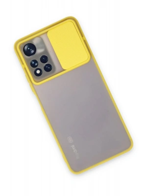 Newface Xiaomi Redmi Note 11T Kılıf Palm Buzlu Kamera Sürgülü Silikon - Sarı