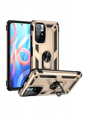 Newface Xiaomi Redmi Note 11T Kılıf Sofya Yüzüklü Silikon Kapak - Gold