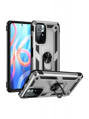 Newface Xiaomi Redmi Note 11T Kılıf Sofya Yüzüklü Silikon Kapak - Gümüş