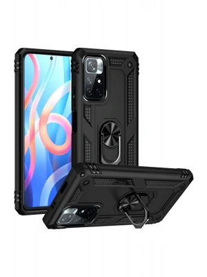 Newface Xiaomi Redmi Note 11T Kılıf Sofya Yüzüklü Silikon Kapak - Siyah