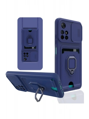 Newface Xiaomi Redmi Note 11T Kılıf Zuma Kartvizitli Yüzüklü Silikon - Lacivert