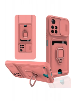 Newface Xiaomi Redmi Note 11T Kılıf Zuma Kartvizitli Yüzüklü Silikon - Pembe