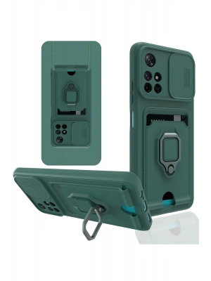 Newface Xiaomi Redmi Note 11T Kılıf Zuma Kartvizitli Yüzüklü Silikon - Yeşil