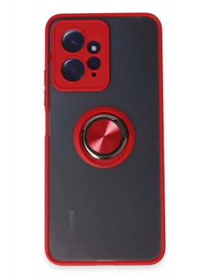 Newface Xiaomi Redmi Note 12 4G Kılıf Montreal Yüzüklü Silikon Kapak - Kırmızı