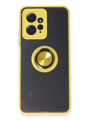 Newface Xiaomi Redmi Note 12 4G Kılıf Montreal Yüzüklü Silikon Kapak - Sarı