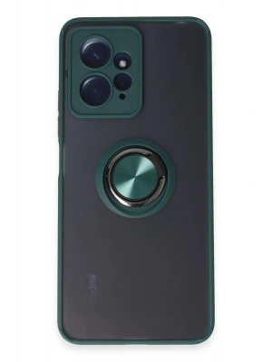 Newface Xiaomi Redmi Note 12 4G Kılıf Montreal Yüzüklü Silikon Kapak - Yeşil