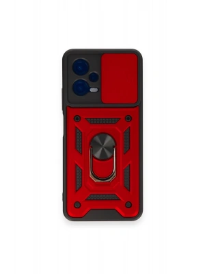 Newface Xiaomi Redmi Note 12 4G Kılıf Pars Lens Yüzüklü Silikon - Kırmızı