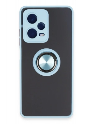 Newface Xiaomi Redmi Note 12 5G Kılıf Montreal Yüzüklü Silikon Kapak - Buz Mavi