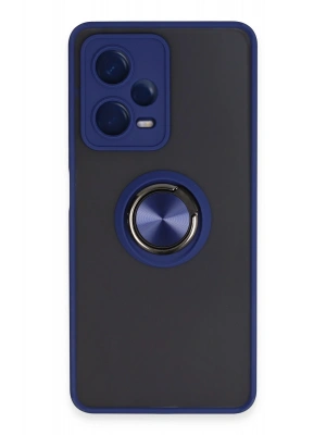 Newface Xiaomi Redmi Note 12 5G Kılıf Montreal Yüzüklü Silikon Kapak - Lacivert