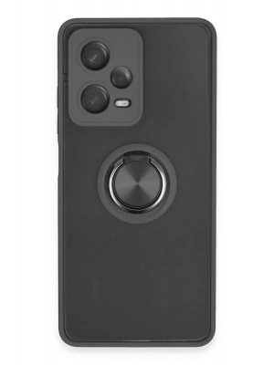Newface Xiaomi Redmi Note 12 5G Kılıf Montreal Yüzüklü Silikon Kapak - Siyah