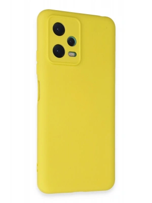 Newface Xiaomi Redmi Note 12 5G Kılıf Nano içi Kadife Silikon - Sarı