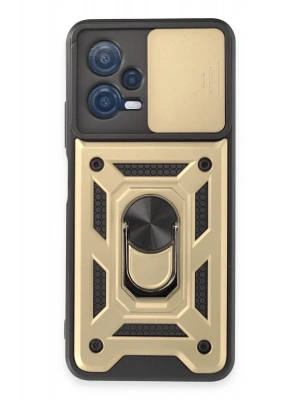 Newface Xiaomi Redmi Note 12 5G Kılıf Pars Lens Yüzüklü Silikon - Gold