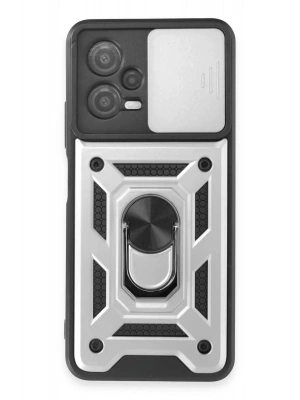 Newface Xiaomi Redmi Note 12 5G Kılıf Pars Lens Yüzüklü Silikon - Gümüş