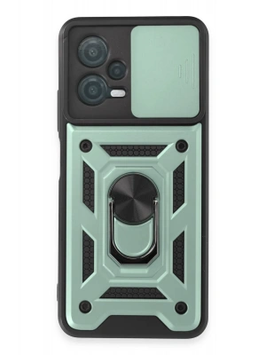 Newface Xiaomi Redmi Note 12 5G Kılıf Pars Lens Yüzüklü Silikon - Yeşil