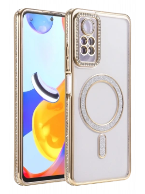 Newface Xiaomi Redmi Note 12 Pro 4G Joke Simli Magneticsafe Kılıf - Gold