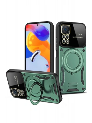 Newface Xiaomi Redmi Note 12 Pro 4G Kılıf Joy Lens Standlı Kapak - Koyu Yeşil