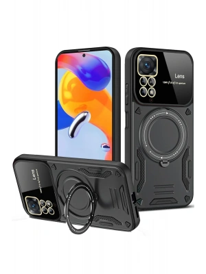 Newface Xiaomi Redmi Note 12 Pro 4G Kılıf Joy Lens Standlı Kapak - Siyah