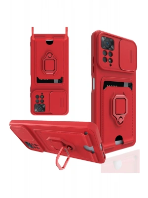 Newface Xiaomi Redmi Note 12 Pro 4G Kılıf Zuma Kartvizitli Yüzüklü Silikon - Kırmızı