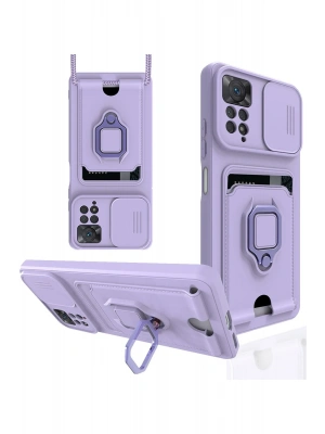 Newface Xiaomi Redmi Note 12 Pro 4G Kılıf Zuma Kartvizitli Yüzüklü Silikon - Lila