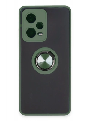 Newface Xiaomi Redmi Note 12 Pro 5G Kılıf Montreal Yüzüklü Silikon Kapak - Yeşil