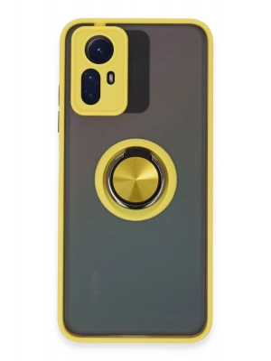 Newface Xiaomi Redmi Note 12S Kılıf Montreal Yüzüklü Silikon Kapak - Sarı