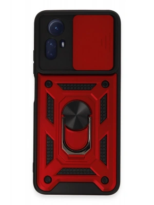 Newface Xiaomi Redmi Note 12S Kılıf Pars Lens Yüzüklü Silikon - Kırmızı