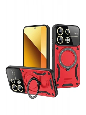 Newface Xiaomi Redmi Note 13 4G Kılıf Joy Lens Standlı Kapak - Kırmızı