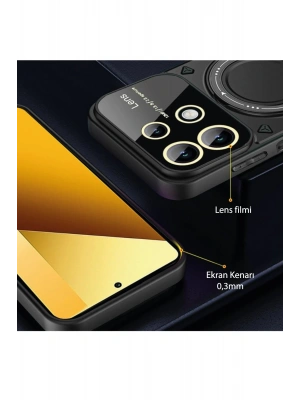 Newface Xiaomi Redmi Note 13 4G Kılıf Joy Lens Standlı Kapak - Kırmızı