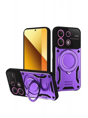 Newface Xiaomi Redmi Note 13 4G Kılıf Joy Lens Standlı Kapak - Mor