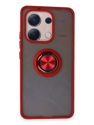 Newface Xiaomi Redmi Note 13 4G Kılıf Montreal Yüzüklü Silikon Kapak - Kırmızı