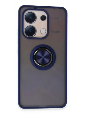 Newface Xiaomi Redmi Note 13 4G Kılıf Montreal Yüzüklü Silikon Kapak - Lacivert