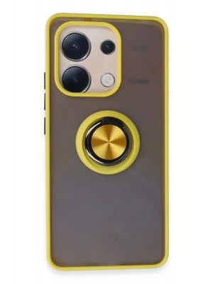 Newface Xiaomi Redmi Note 13 4G Kılıf Montreal Yüzüklü Silikon Kapak - Sarı