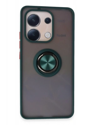 Newface Xiaomi Redmi Note 13 4G Kılıf Montreal Yüzüklü Silikon Kapak - Yeşil