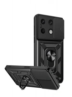 Newface Xiaomi Redmi Note 13 4G Kılıf Pars Lens Yüzüklü Silikon - Siyah