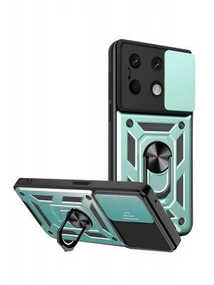 Newface Xiaomi Redmi Note 13 4G Kılıf Pars Lens Yüzüklü Silikon - Yeşil