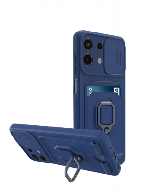 Newface Xiaomi Redmi Note 13 4G Kılıf Zuma Kartvizitli Yüzüklü Silikon - Lacivert