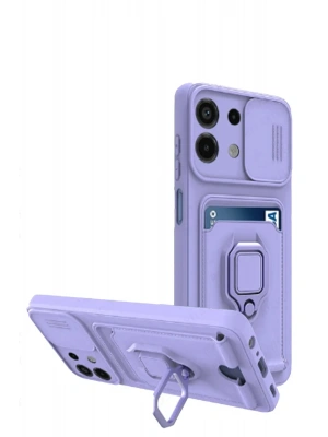 Newface Xiaomi Redmi Note 13 4G Kılıf Zuma Kartvizitli Yüzüklü Silikon - Lila