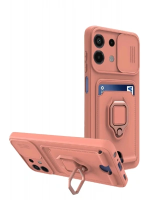 Newface Xiaomi Redmi Note 13 4G Kılıf Zuma Kartvizitli Yüzüklü Silikon - Pembe