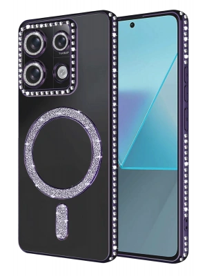 Newface Xiaomi Redmi Note 13 Pro 4G Joke Simli Magneticsafe Kılıf - Derin Mor