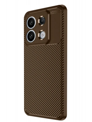 Newface Xiaomi Redmi Note 13 Pro 4G Kılıf Auto Focus Karbon Kapak - Kahverengi