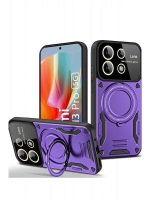 Newface Xiaomi Redmi Note 13 Pro 4G Kılıf Joy Lens Standlı Kapak - Mor