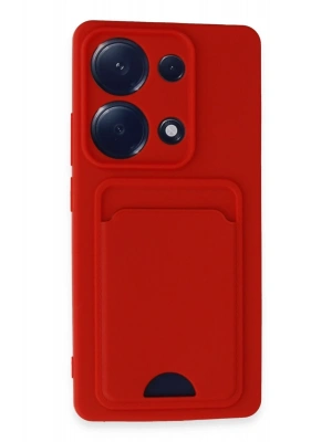 Newface Xiaomi Redmi Note 13 Pro 4G Kılıf Kelvin Kartvizitli Silikon - Kırmızı