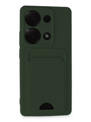 Newface Xiaomi Redmi Note 13 Pro 4G Kılıf Kelvin Kartvizitli Silikon - Koyu Yeşil