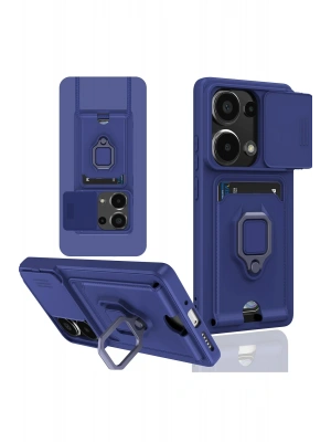 Newface Xiaomi Redmi Note 13 Pro 4G Kılıf Zuma Kartvizitli Yüzüklü Silikon - Lacivert