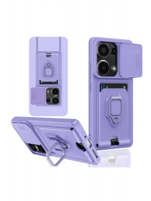 Newface Xiaomi Redmi Note 13 Pro 4G Kılıf Zuma Kartvizitli Yüzüklü Silikon - Lila